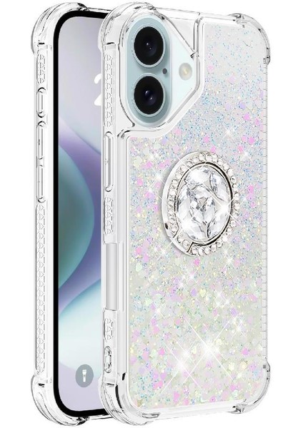 Halka Kickstand Halka Kickstand Köpüklü Kum ile IPhone 16 Için Telefon Kılıfı (Yurt Dışından) modelleri