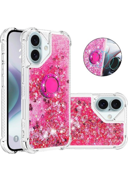 Halka Kickstand Halka Kickstand Köpüklü Kum ile IPhone 16 Için Telefon Kılıfı (Yurt Dışından)