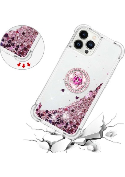 Halka Kickstand Köpüklü Kum Akış Halkası ile IPhone 15 Pro Için Telefon Kılıfı (Yurt Dışından) fırsatları