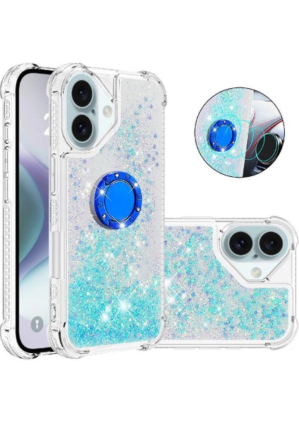 Halka Kickstand Halka Kickstand Köpüklü Kum ile IPhone 16 Için Telefon Kılıfı (Yurt Dışından)