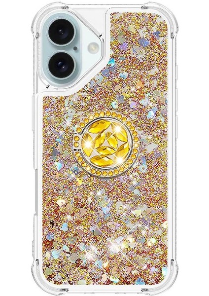 Halka Kickstand Halka Kickstand Köpüklü Kum ile IPhone 16 Için Telefon Kılıfı (Yurt Dışından) modelleri