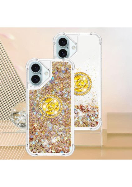 Halka Kickstand Halka Kickstand Köpüklü Kum ile IPhone 16 Için Telefon Kılıfı (Yurt Dışından) indirimleri