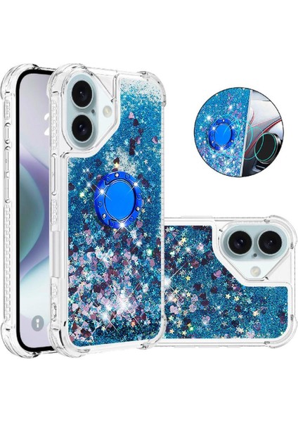 Halka Kickstand Halka Kickstand Köpüklü Kum ile IPhone 16 Için Telefon Kılıfı (Yurt Dışından)