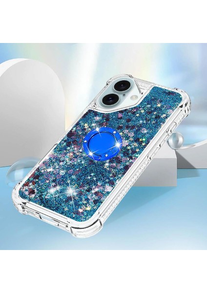 Halka Kickstand Halka Kickstand Köpüklü Kum ile IPhone 16 Için Telefon Kılıfı (Yurt Dışından) modelleri