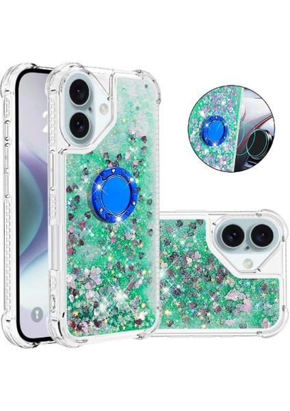 Halka Kickstand Halka Kickstand Köpüklü Kum ile IPhone 16 Için Telefon Kılıfı (Yurt Dışından)