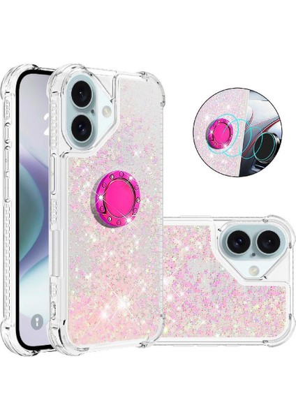 Halka Kickstand Halka Kickstand Köpüklü Kum ile IPhone 16 Için Telefon Kılıfı (Yurt Dışından)