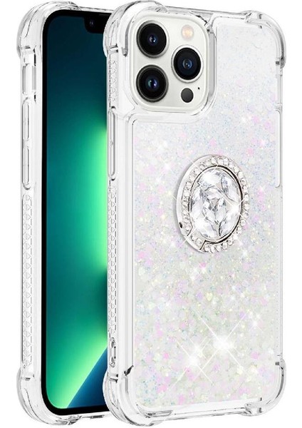 Halka Kickstand Köpüklü Kum Akış Halkası ile IPhone 15 Pro Için Telefon Kılıfı (Yurt Dışından) modelleri