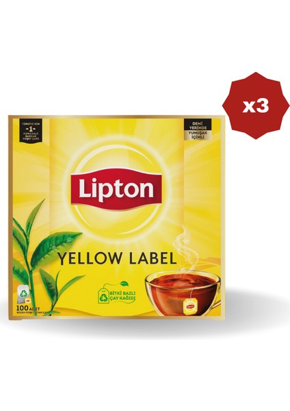 Yellow Label Bardak Çay 100 Lü - (3 Adet)