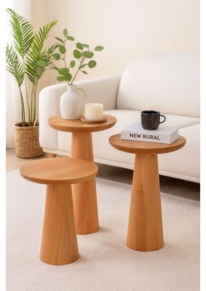 3’lü Modern Ihlamur Ağacı Mantar Sehpa Seti – Dekoratif & Şık Tasarım fırsatları