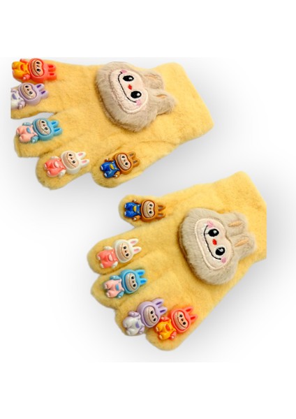 Çocuk Karakter Figürlü Peluş Triko Eldiven | 4-12 Yaş Esnek Kumaşlı Sıcak Tutucu Kışlık