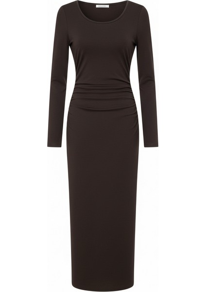 Uzun Kollu Vücuda Oturan Siyah Midi Elbise – Şık Gece & Günlük Model fırsatları