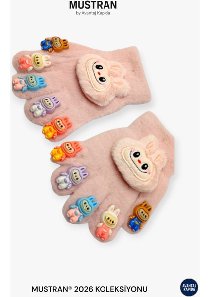 Çocuk Karakter Figürlü Peluş Triko Eldiven | 4-12 Yaş Esnek Kumaşlı Sıcak Tutucu Kışlık