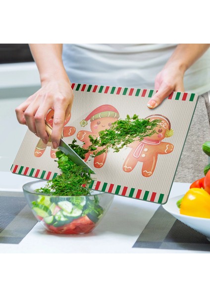 Cam Kesme Tahtası ve Sunumluk Gingerbread Yeniyıl Kurabiye Desenli 20 x 30 cm indirimleri