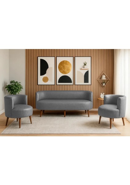 Sydney Koltuk Takımı 3+1+1 | Dekoratif Modern Koltuk Seti| Ofis ve Ev Kullanımı | Gri