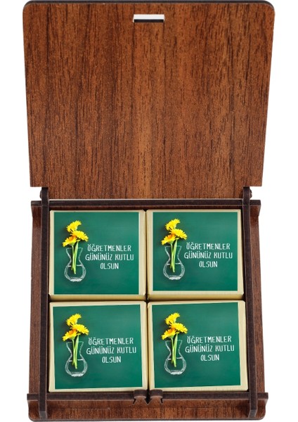 Öğretmenler Günü Çikolata Kutusu, 8'li, Yeşil Etiket, Küçük Boy