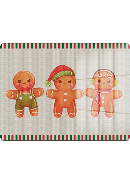 Cam Kesme Tahtası ve Sunumluk Gingerbread Yeniyıl Kurabiye Desenli 20 x 30 cm