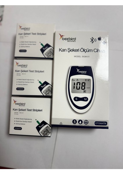 Beebird Accurect Bgm-01 Kan Şekeri Ölçüm Cihazı ve (3 Adet)Kan Şekeri Ölçüm Stribi