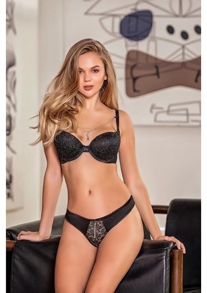 31552 Simli Zincir Detaylı Kadın Sütyen - String Takım