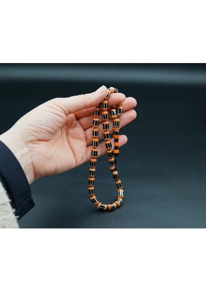 Siyah İnci Oltutaşı 8'li Yarma Oltu Taşı Tesbih SK000158