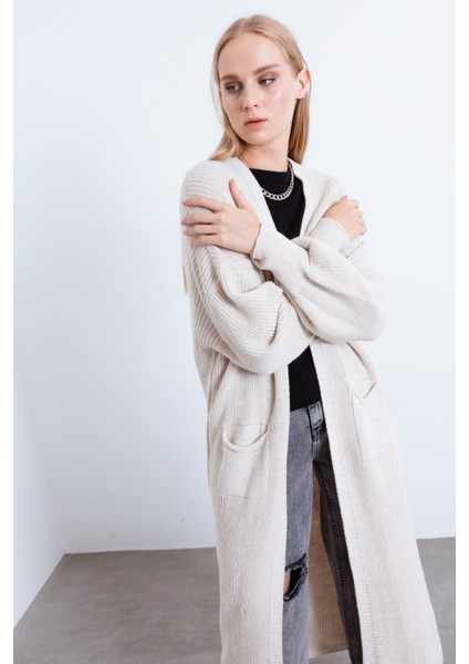 Kadın Bej Balon Kol Uzun Hırka - Bej fiyatları