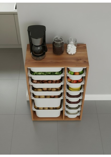 Rine 14 Sepetli Çok Amaçlı Mutfak Dolabı Tropik Ceviz 2D4K8U modelleri