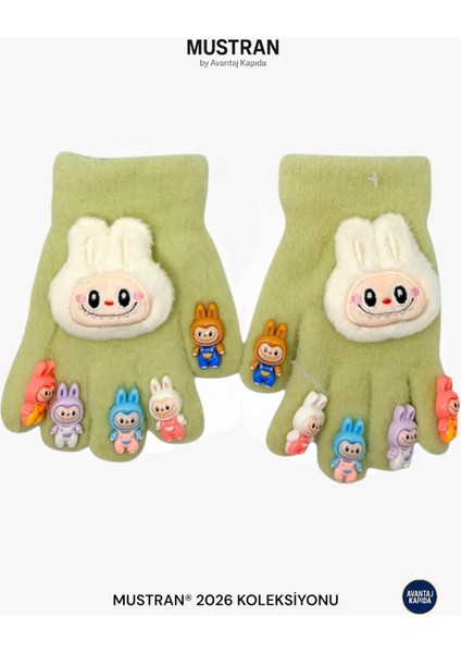 Çocuk Karakter Figürlü Peluş Triko Eldiven | 4-14 Yaş Esnek Kumaşlı Sıcak Tutucu Kışlık