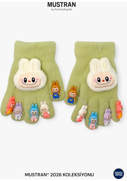 Çocuk Karakter Figürlü Peluş Triko Eldiven | 4-14 Yaş Esnek Kumaşlı Sıcak Tutucu Kışlık