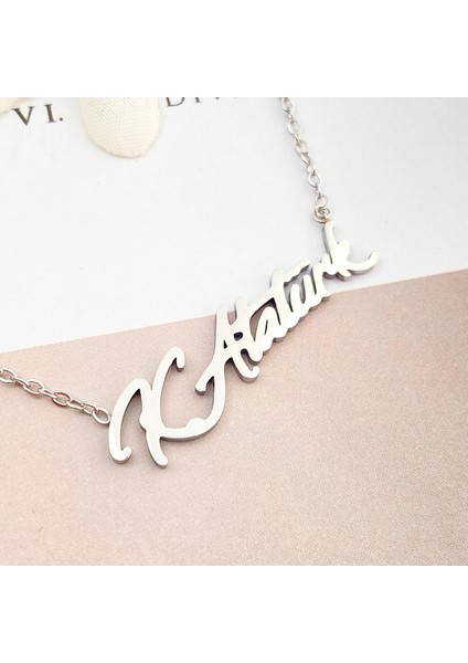 Atatürk Kolye Kemal Atatürk Imzalı Kolye Çelik 45CM fırsatları