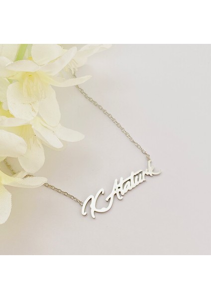 Atatürk Kolye Kemal Atatürk Imzalı Kolye Çelik 45CM