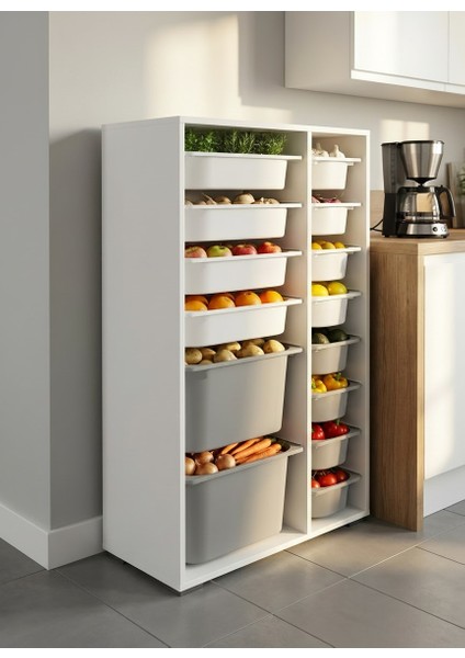 Rine 14 Sepetli Çok Amaçlı Mutfak Dolabı Gri Beyaz 2D4K8U fiyatları