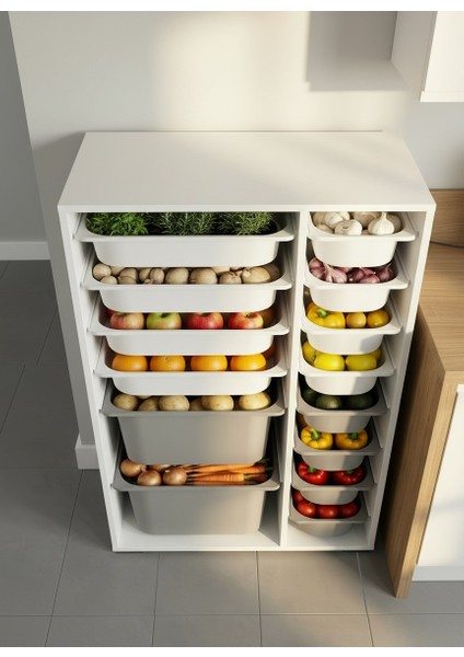 Rine 14 Sepetli Çok Amaçlı Mutfak Dolabı Gri Beyaz 2D4K8U modelleri