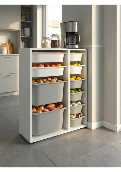 Zen 10 Sepetli Çok Amaçlı Mutfak Dolabı Beyaz Gri 2D2K6U fiyatları