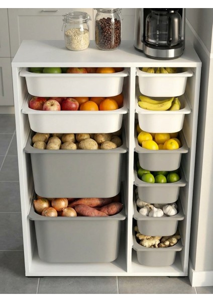 Zen 10 Sepetli Çok Amaçlı Mutfak Dolabı Beyaz Gri 2D2K6U modelleri