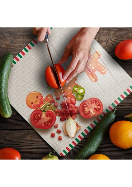 Cam Kesme Tahtası ve Sunumluk Kare Gingerbread Yeniyıl Kurabiye Desenli 30 x 30 cm fırsatları