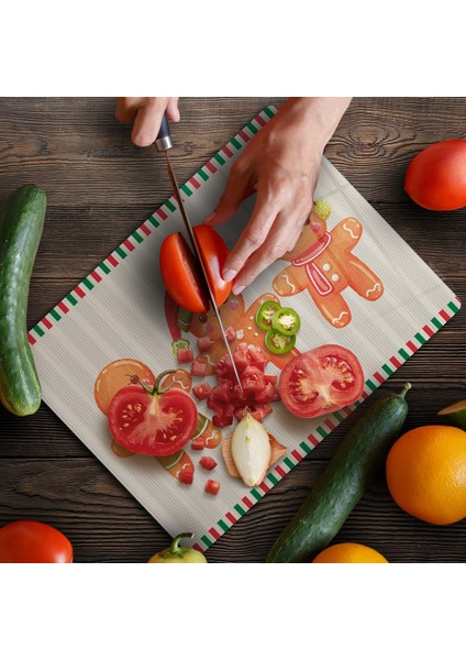 Cam Kesme Tahtası ve Sunumluk Gingerbread Yeniyıl Kurabiye Desenli 30 x 40 cm fırsatları