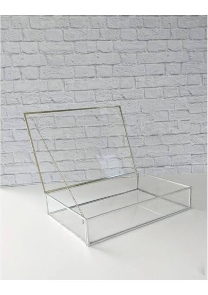 Kapaklı Cam Çikolata Kutusu, Gümüş Renk, 15-25 Cm, Şık ve Kullanışlı