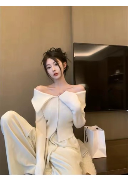 Çift Fermuarlı Basıc Hırka - Ekru fiyatları