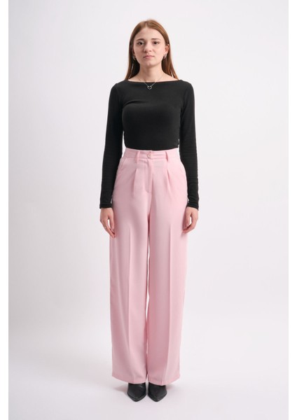 Yüksek Bel Geniş Paça Krep Kumaş Pantolon fiyatları
