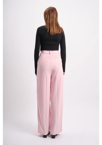 Yüksek Bel Geniş Paça Krep Kumaş Pantolon modelleri