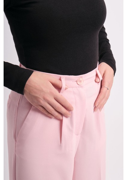 Yüksek Bel Geniş Paça Krep Kumaş Pantolon indirimleri
