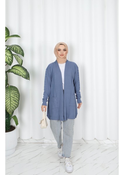 Dalga Desenli Triko Hırka