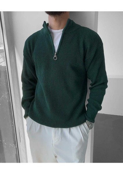 Erkek Slim Fit Dar Kesim Yarım Fermuarlı Dik Yaka Triko Kazak fiyatları