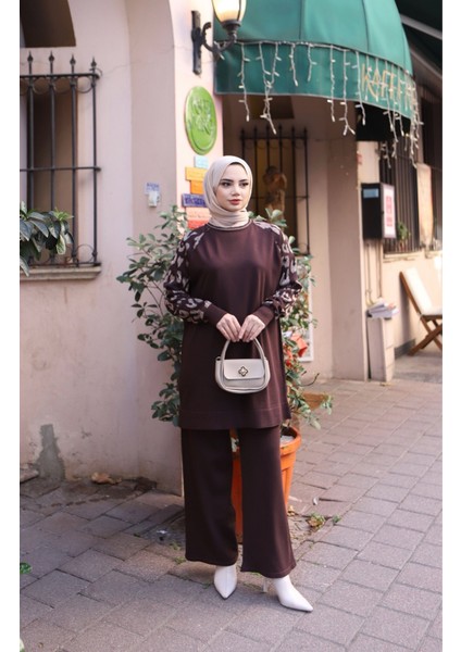 Leopar Desenli Merserize Takım