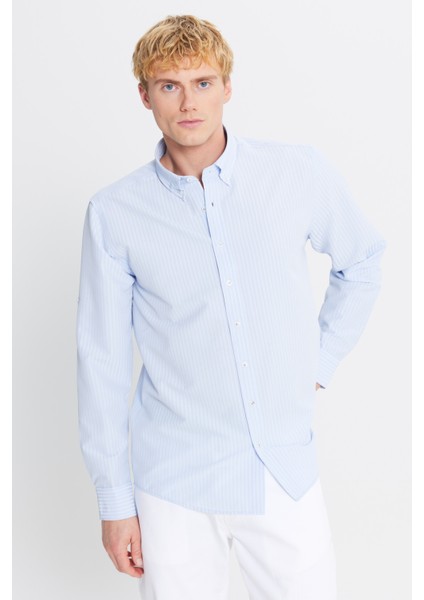 Tailored Slim Fit Dar Kesim Düğmeli Yaka Gofre Desenli Gömlek modelleri