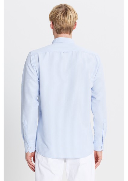 Tailored Slim Fit Dar Kesim Düğmeli Yaka Gofre Desenli Gömlek indirimleri