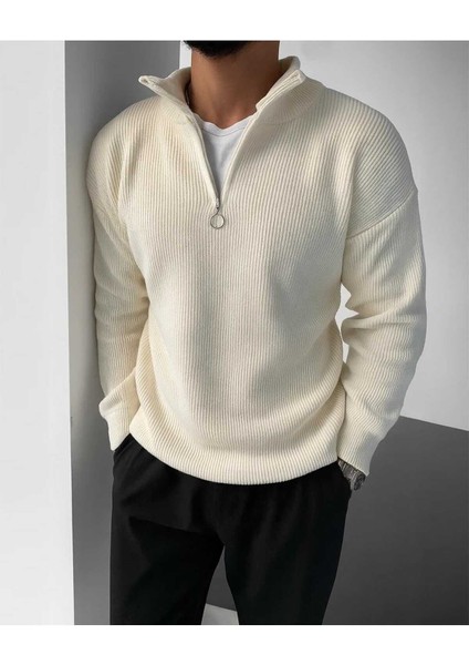 Erkek Slim Fit Dar Kesim Yarım Fermuarlı Dik Yaka Triko Kazak fiyatları