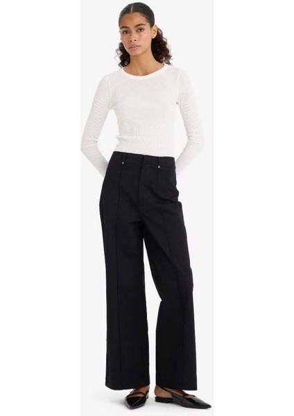 Yüksek Bel Gabardin Siyah Kadın Pantolon