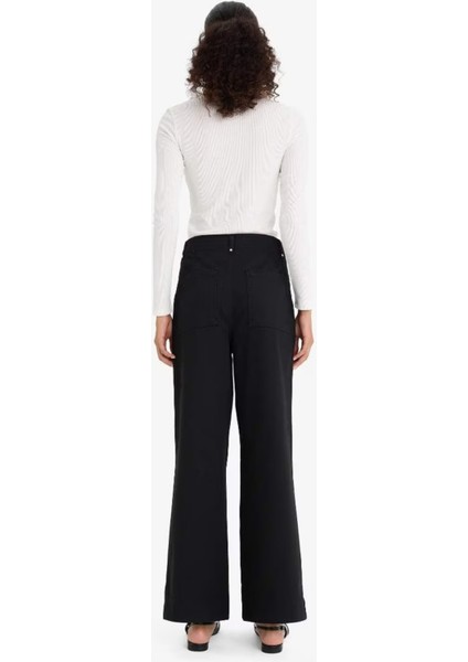 Yüksek Bel Gabardin Siyah Kadın Pantolon modelleri