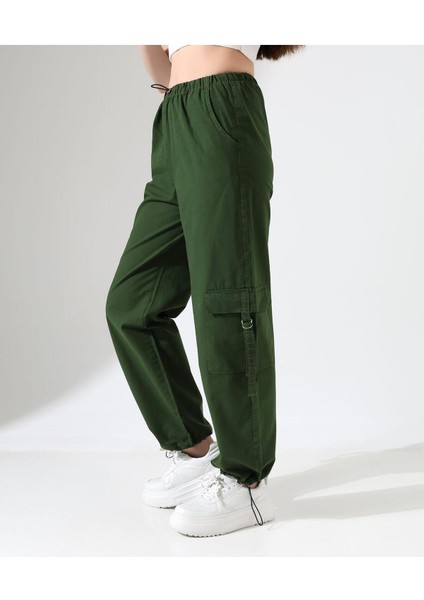 Yeşil Paraşüt Kumaş Palazzo Pantolon - Haki fiyatları