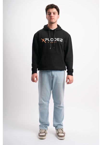 Oversize Geniş Kalıp Baskılı Kapüşonlu Erkek Sweatshirt fırsatları